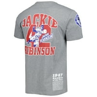Muški Mitchell & Ness Jackie Robinson Grey Brooklyn Dodgers Cooperstown Kolekcija Legende Majica