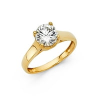 Dragulji LU 14K žuto zlato okruglo kubične cirkonije CZ zaručničke prstene veličine 7.5