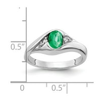 Čvrsta 14k bijelo zlato 6x ovalna smaragdna zelena maja dragulja Diamond Angažman prsten veličine 8