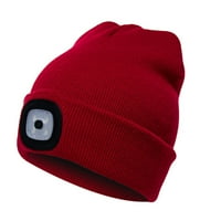 Sanwood unise šešir crveni, unise zima LED svijetlo svjetlosno toplo pleteni šešir na otvorenom kampiranje