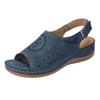 Modne žene Ljeto izdužene klinove cipele plaža peep toe prozračne sandale sandale za žene plavo 9