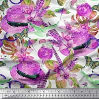 Soimoi Moss Georgette tkanina cvjetna, vinska stakla i šešir modni dekor tkanini tiskano dvorište široko