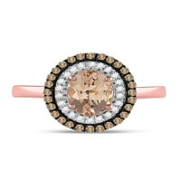 Jewels 10kt Rose Gold Womens Oval morgatit Solitaire Diamond Modni prsten 1- CTTW