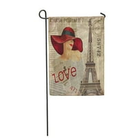 Stari vintage Paris Torn list Francuska kolaž Francuski slovo Vrtna zastava Dekorativna zastava Kuća