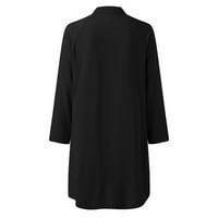 Dame haljine stilski čvrsti čvrsti koloborni postolja s dugim rukavima Jednoj rulji Jednoregularna džepa