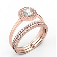 Prekrasno 2. karat okrugli rez dijamantski prsten za angažman, cvjetni halo vjenčani prsten, dva podudarna