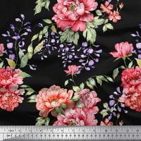 Soimoi Velvet Tkaninski listovi i božur cvjetni ispis tkanine sa dvorištem širom