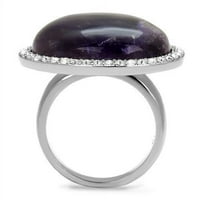 TK - visoki polirani prsten od nehrđajućeg čelika sa polufasnim ametistom kristalom u ametistu veličine