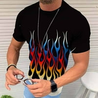 Muške casualske majice Lood Fit Retro 3D plamena uzorak Ispis kratkih rukava Crewneck Tee Top ljetna