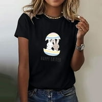 Zodggu Slobodnoj majice za žene Rollback Happy Egster Eggs Bunny Print Bluza Ljetna modna košulja Crew