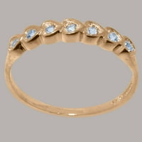 Britanci napravio je 10k ružičasti zlatni akvamarinski prsten ženski vječni prsten - Opcije veličine