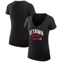 Ženska G-III 4her by Carl banke Black Ottawa Senators Filigranski logotip V-izrez ugrađena majica