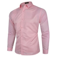 Smanjene majice za gumb za muškarce Novi stil čista majica s dugim rukavima udobna bluza, ružičasta