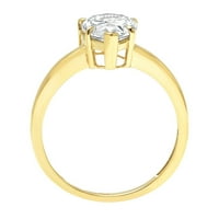 2.0ct kruška Clear Wisty Moissine 14k Žuto zlatna godišnjica Angažovane prstene veličine 10.75