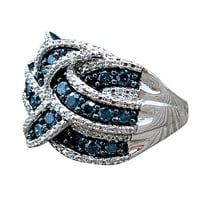 Xiangdd Electroplate Silver Blue Sapphire Prsten Ženski angažman mladenkinjarski pokloni Nakit