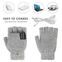 Cheers.us Unise USB grijane rukavice Zimske električne grijanje Topla rukavice puna i pola prsta mittens