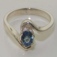 Britanci napravio 9k bijeli zlatni prirodni prsten sa žarskom safirnom ženkom - Opcije veličine - veličina