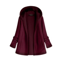Francuska Dimple ženska modna zimska džep patentni zatvarač dugih rukava plišani hoodie kaput vino