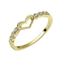 Žene Hollow Heart Rhinestone Inlaid prsten za prsten za vjenčanje nakit