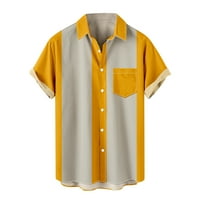 Kratki rukav za muške žute muške majice Men Ležerne prilike pune tipke Plaža sa džepom bluza s kratkim