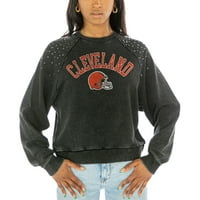 Ženska gameday Couture charcoal Cleveland Browns Touchdown francuski francuski treperi duks pulover