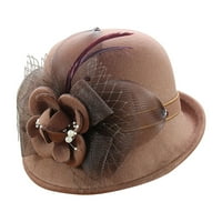 Hat ženska jesen iwinter cvijeće okrugli najviši povremeni ribarski bazen malog kuglača šešir višebojne