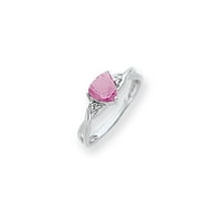 14k bijeli zlatni ružičasti turmalinski aaa pravi dijamantni prsten