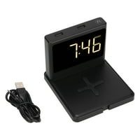 Digitalni punjač za sat, brza tip C Bežični alarmiranje za punjenje za mini ventilator za tablet crno,