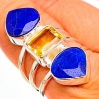 Veliki Lapis Lazuli, citrinska prstena veličine 8. - Ručno izrađeni boho vintage nakit zvona126976