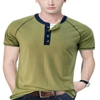 Sanviglor muške ljetne vrhove Henley T majice kratki rukav majica modni pulover radna bluza grašak zelena