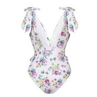 Njoeus Plus size za kupanje za žene kupalište Žensko seksi vezanje cvjetno-komadnoj kostimu Šifon dugih