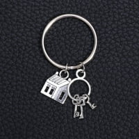 Susjedi kućna metalna kuća i oblik ključeva Keychain Keychain prsten Kreativni ključ modni poklon viseći