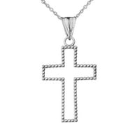 Ogrlica obostrana perla otvorenog križa u bijelom zlatu: 10k privjesak sa 20 lancem