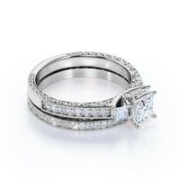 Prekrasno 1. Carat Real Moissinite vjenčani prsten u 18k bijelo zlato preko srebra