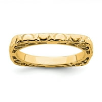 Sterling srebrna slaganja zlat pozlaćenog kvadratnog prstena večnosti veličine 8