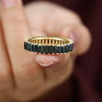 Prirodni crni spinel puni vječni prsten za žene, 14k žuto zlato, SAD 10,50