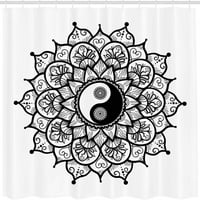 Ying Yang Tuš za tuširanje, retro cvjetni yin Yin Dizajn s mandala uzorci Paisley napušta latice Boho,