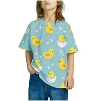Loopsun kratki rukav Okrugli bluze i majice Dječji dječaci Modni kratki rukav Crtani Dinosaur uzorak