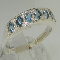 14k bijeli zlatni prirodni akvamarinski ženski prsten žena - veličine za dostupnost