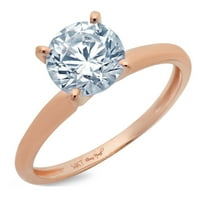 1. CT sjajan okrugli rez Clean Simulirani dijamant 18K ružičasto zlato pasijans prsten sz 8