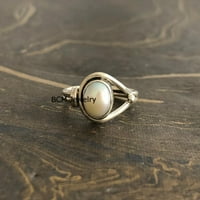 Čvrsti srebrni prsten od čvrstog za uniseks, prirodni biserni prsten dragulje Jedinstveni ručno izrađeni