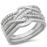 DazzlingRock kolekcija 0. Carat 10k okrugli dijamant Crossover mladenkin prsten za vjenčani trake CT,