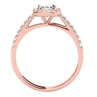 2. Karat Prirodni moissanite dijamantni prstenovi za žene u 10K čvrstog ruža zlato, veličina prstena