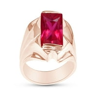 Simulirani rodni kamen Muški prsten Ruby u 14k ružičastog pozlaćenog srebra. Veličina prstena 8