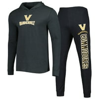 Muški koncepti Sport Black charcoal Vanderbilt Commodores Meter pulover Hoodie & Pant Sleep set