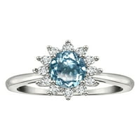 Star K Classic Ovalna Lady Diana Halo originalno nebo plavi topaz prsten u kt bijelo zlato veličine