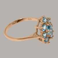 Britanci napravio je 10k ružin zlatni prirodni plavi topaz ženski prsten izjave - veličine opcija -