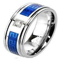 Njegova i njena halo safir plava i čist CZ Vjenčani prsten set od nehrđajućeg čelika