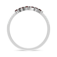 CT Garnet i dijamantna vječna prstena za žene, crveni granet minimalni prsten, polustruki granični prsten