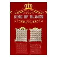 King of Bling's Aretes para hombre žuti srebrni 0,72ct kubični cirkonijski minđuše